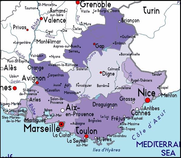 mapa de Marsella región