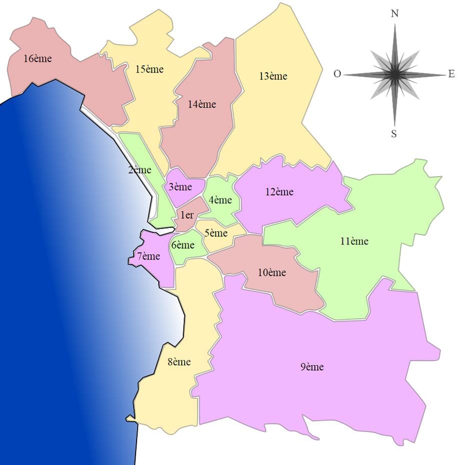 mapa de Marsella distrito
