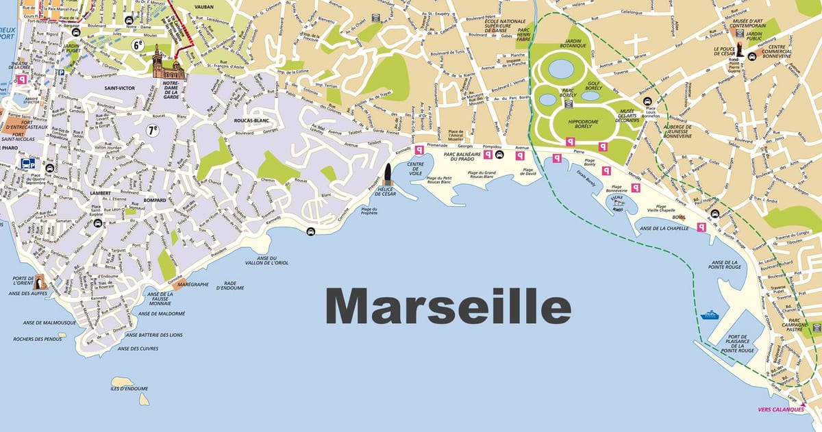Marsella playas mapa