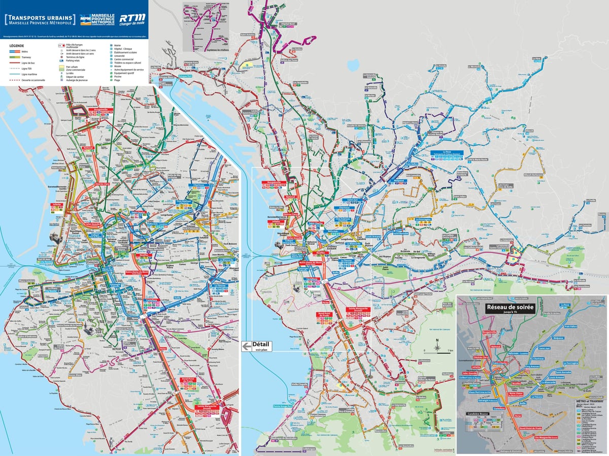 Marsella mapa de ruta de autobús
