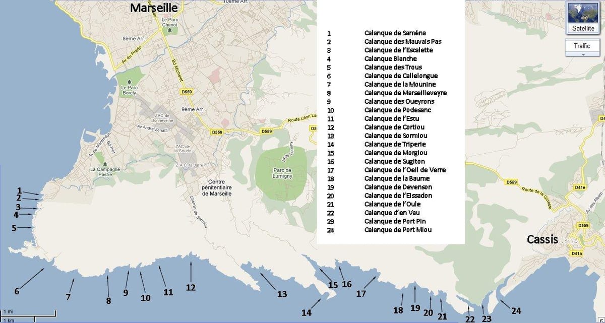 mapa de Marsella parque