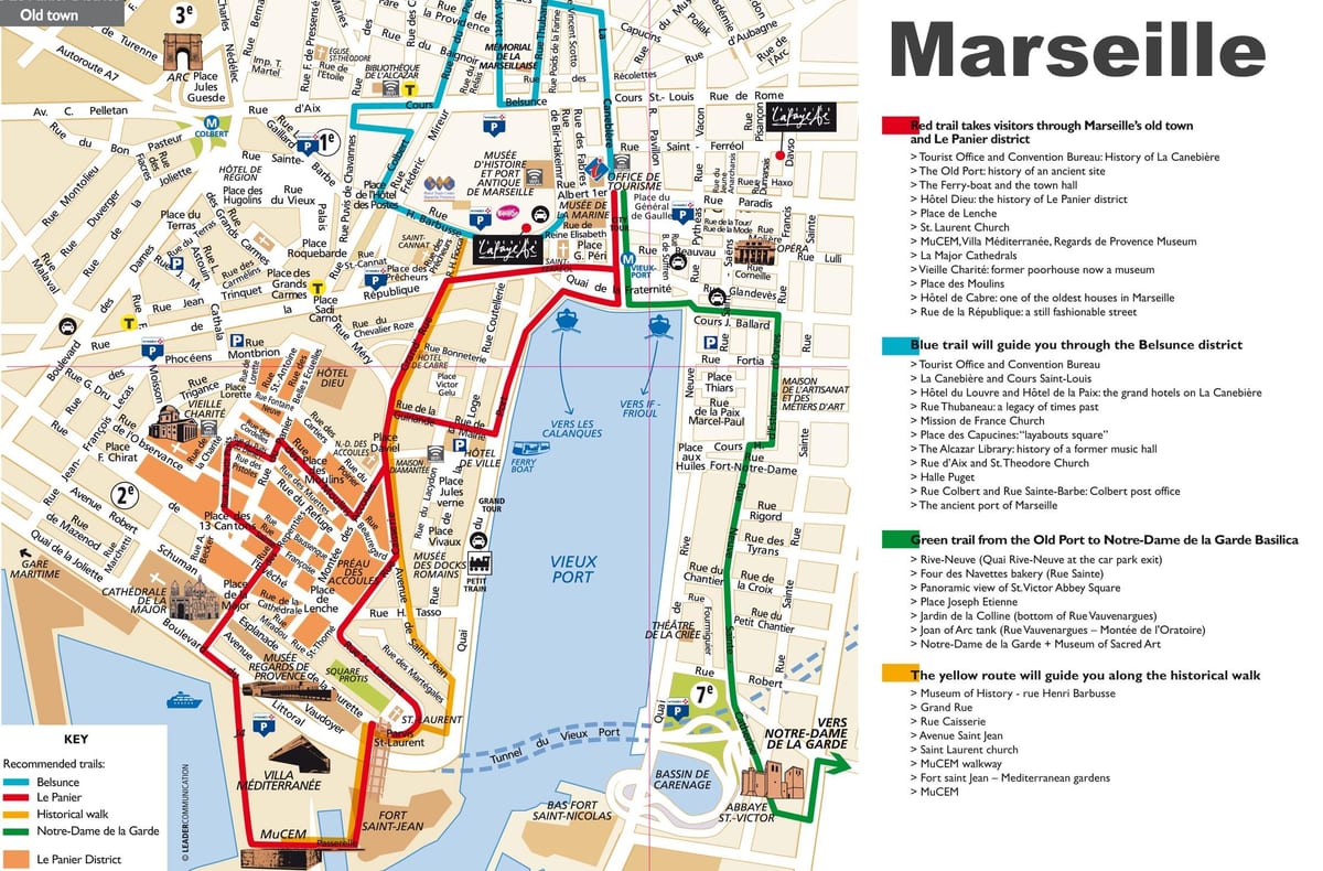 mapa turístico de Marsella francia