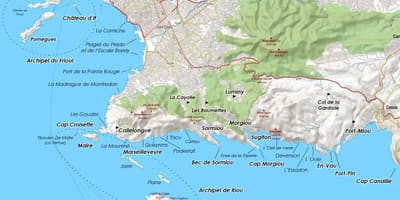 Mapa geográfico de Marsella